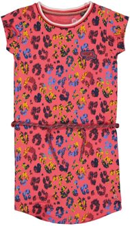 Quapi Meisjes korte mouwen jurk maaike aop coral leopard Roze - 164