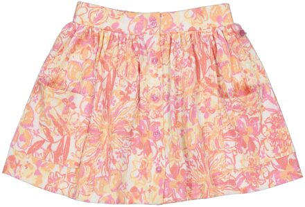 Quapi Meisjes rok - Brage - AOP bloemen wit - Maat 146/152