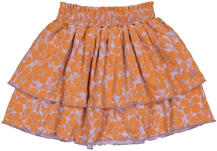 Quapi Meisjes rok - Donna - AOP Oranje bloemen - Maat 134/140