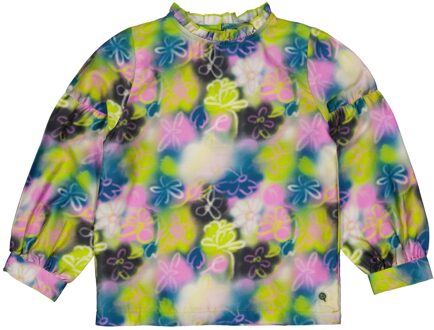 Quapi Meisjes shirt - Daylin - AOP Groen bloemen - Maat 134/140