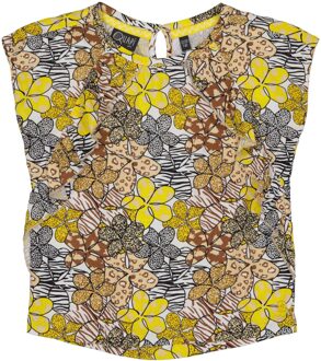 Quapi Meisjes t-shirt - Megan - AOP zand animal bloemen - Maat 122/128