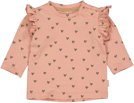 Quapi Newborn baby meisjes shirt cecile aop brown soft hearts Roze - 50