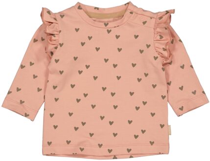 Quapi Newborn baby meisjes shirt cecile aop brown soft hearts Roze - 68