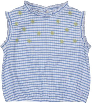 Quapi Zomer shirt meisjes - blauw - AOP geruit - Fienna - Maat 122/128