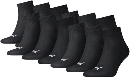 Quarter Plain (12-Pack) Sokken (regular) - Maat 35-38 - Unisex - zwart/wit