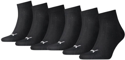 Quarter Sokken- 6 Paar Enkelsokken- Zwart - Unisex - Maat 35/38