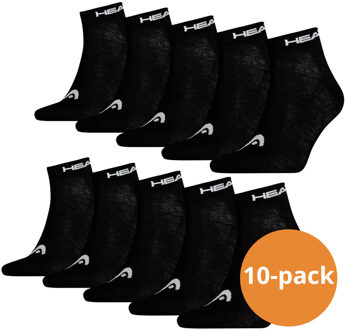 Quarter sokken - Unisex Enkelsokken - 10 Paar Zwarte Sokken - Maat 35/38