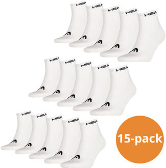 Quarter sokken - Unisex Enkelsokken - 15 Paar Witte Sokken - Maat 35/38