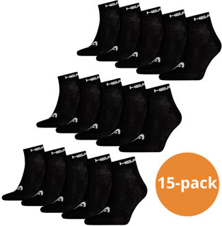 Quarter sokken - Unisex Enkelsokken - 15 Paar Zwarte Sokken - Maat 39/42