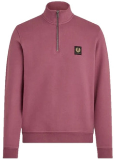 Quarter Zip Sweatshirt in Mulberry Belstaff , Red , Heren - 2Xl,Xl,L,M