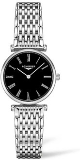 Quartz horloge met zwarte wijzerplaat en roestvrijstalen band Longines , Black , Dames - ONE Size