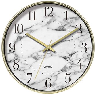 Quartz Romeinse Wandklok Mode Woonkamer Stille Digitale Minimalistische Wandklok Moderne Marmeren Reloj Pared Home Decor BH50HH wit digitaal goud