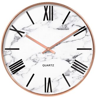 Quartz Romeinse Wandklok Mode Woonkamer Stille Digitale Minimalistische Wandklok Moderne Marmeren Reloj Pared Home Decor BH50HH wit rome