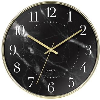 Quartz Romeinse Wandklok Mode Woonkamer Stille Digitale Minimalistische Wandklok Moderne Marmeren Reloj Pared Home Decor BH50HH zwart digitaal goud