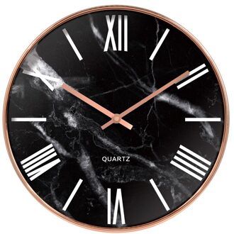 Quartz Romeinse Wandklok Mode Woonkamer Stille Digitale Minimalistische Wandklok Moderne Marmeren Reloj Pared Home Decor BH50HH zwart Rome