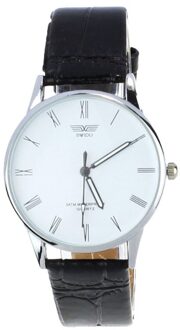 Quartz Sport Polshorloge Mens Classic mannen Romeinse Aantal Quartz Elektronische Lederen Horloges AP09A wit