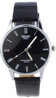 Quartz Sport Polshorloge Mens Classic mannen Romeinse Aantal Quartz Elektronische Lederen Horloges AP09A zwart