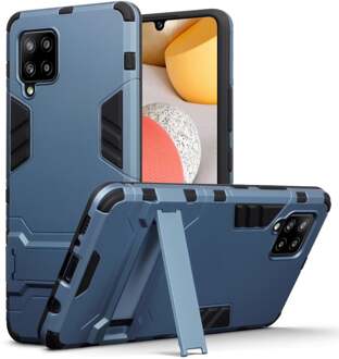 Qubits Double Armor Layer hoes met stand - Samsung Galaxy A42 - Blauw