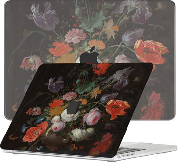 Qubits Lunso MacBook Air 13 inch (2022-2026) cover hoes - case - Stilleven met Bloemen Zwart, Meerdere kleuren