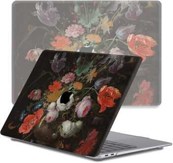 Qubits Lunso MacBook Air 13 inch M1 (2020) cover hoes - case - Stilleven met Bloemen Zwart, Goud