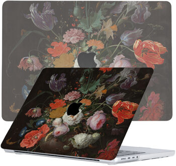 Qubits Lunso MacBook Pro 16 inch (2021-2024) cover hoes - case - Stilleven met Bloemen Zwart, Meerdere kleuren