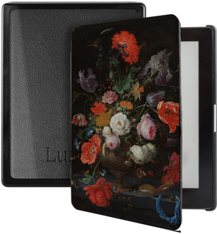 Qubits Lunso - sleepcover hoes - Kobo Aura edition 1 (6 inch) - Stilleven met Bloemen Rood, Blauw, Zwart, Meerdere kleuren