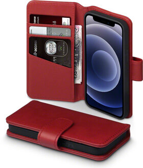 Qubits luxe echt lederen wallet hoes - iPhone 12 Mini - Rood
