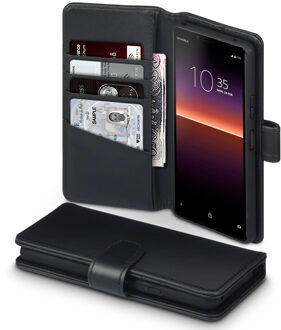 Qubits luxe echt lederen wallet hoes - Sony Xperia 10 II - Zwart