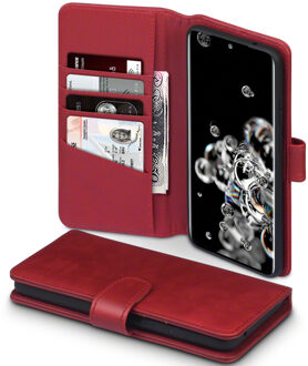 Qubits Samsung Galaxy S20 Ultra Bookcase hoesje - CaseBoutique - Effen Rood - Leer
