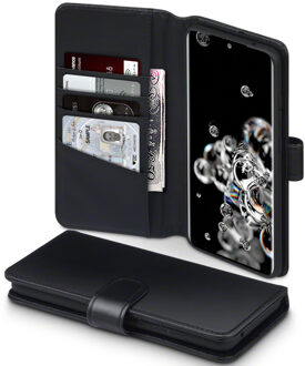 Qubits Samsung Galaxy S20 Ultra Bookcase hoesje - CaseBoutique - Effen Zwart - Leer