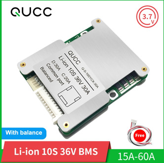 Qucc BMS 10S 36V 15A 20A 30A 40A 50A 60A 18650 Balancer Li ion Lithium Battery Protection Board for Electric Scooter Ebike Motor