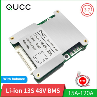 Qucc BMS 13S 48V 15A 20A 30A 40A 50A 60A100A 120A 18650 Balancer PCB Lithium Battery Protection Board for Electric Vehicle Ebike