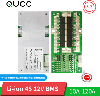 Qucc BMS 4S 12V 18650 Balancer Lithium Battery Protection Board for Battery Pack Solar Lamp 15A 20A 30A 40A 60A