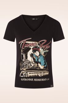 Queen Kerosin Klassiek Tune Up T-shirt in zwart Zwart/Multicolour