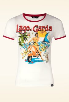 Queen Kerosin Lago di Garda T-shirt in gebroken wit Wit/Multicolour