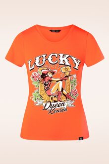 Queen Kerosin Lucky T-shirt in oranje
