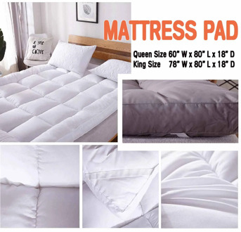 Queen/King Size Quilted Mattress Protector Pad 2 Colors Topper Cover 16" Deep Fitted Bed Sheet High Quictly Ergonomic 10cm Thick