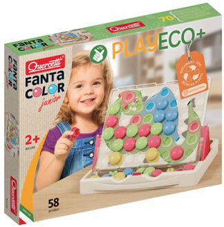 Quercetti PlayEco+ mozaïek knijperspel van gerecycled plastic: Fanta Color Junior PlayEco+ (58 stuks) Kleurrijk