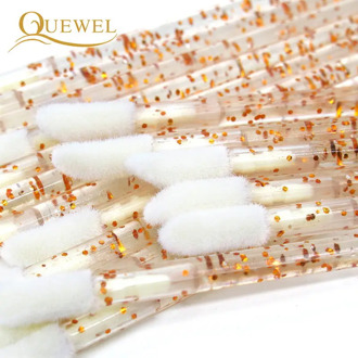 Quewel 50 PCS Eyelashes Brush Crystal Lip Brushes Individual Eyelash Glue Remover Applicator Disposable Eyelash Extension Tool