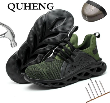 QUHENG 2020 Autumn Steel Toe Work Safety Shoes Lightweight Non-Slip Breathable Mesh New Design Protective Shoes Big Size 48