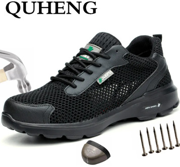 QUHENG 2020 fashion Work Safety Shoes Construction Safety Lightweight Breathable Mesh Steel Indestructible Sneakers Big Size 48