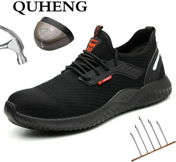 QUHENG 2020 Men's Outdoor Mesh Light Breathable Safety Sneakers Breathable Summer Work Shoes Outdoor Plus Size Free Shipping