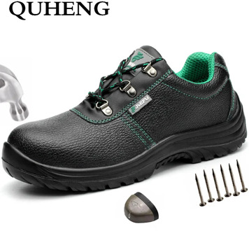 QUHENG 2020 Work Safety Boot for Men Genuine Leather Deodorant Non-Slip All Season Ultra-Light Soft Bottom Shoes Free Shipping