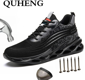 QUHENG 2020 Work Safety Boot For MenSteel Toe Anti-smashing Puncture-Proof Construction Safety Air Mesh Sneakers Free shipping