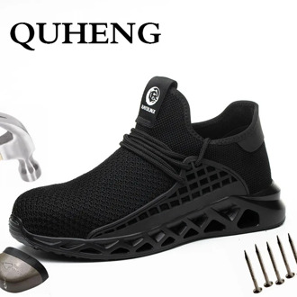 QUHENG Air Mesh Work Safety Boots Men Construction Safety Comfort Non-Slip Deodorant All Season Anti-Static Casual Big Size 48