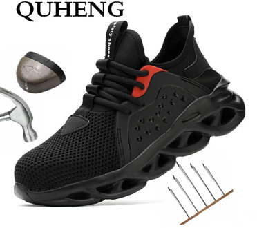 QUHENG Boots Male Autumn Construction Work Shoes Steel Toe Indestructible Safety Work Boots Sneakers Men Safety Work Shoes