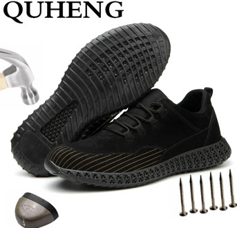 QUHENG Breathable Safety Shoes Men Boots Summer Comfort Ultra-light Soft Bottom Men and Women Puncture-Proof Boots Dropshipping