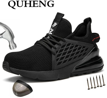 QUHENG Breathable Safety Shoes Steel Toe Anti-smashing Air Mesh New Design Lightweight Anti-static Mesh Sneakers Dropshipping