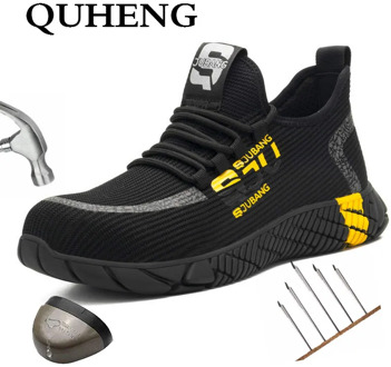 QUHENG Comfortable Industrial Shoes Men's Steel Toe Breathable Security Work Boots 2020 Work Puncture Proof Safety Shoes
