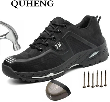 QUHENG Indestructible Shoes Men Safety Work Shoes Puncture-Proof Outdoor Steel Toe Cap Non-slip Comfort Men Boots Dropshipping